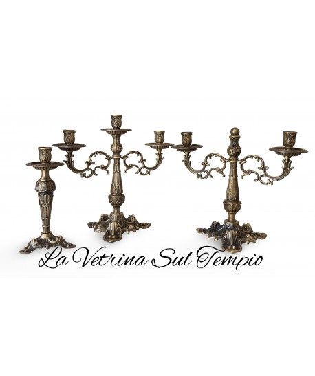 TRITTICO CANDELABRI BRONZO