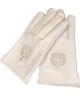 GUANTI PELLE PRIMO FIORE CON RICAMO BIANCO  "L"